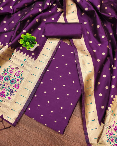 Indiehaat | Banarasi Lichi Silk Purple Brocade Suit