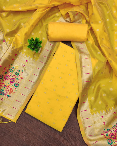 Indiehaat | Banarasi Lichi Silk Yellow Brocade Suit