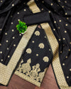 Indiehaat | Banarasi Brocade Lichi Silk Black Suit