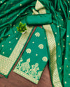 Indiehaat | Banarasi Brocade Lichi Silk Green Suit