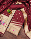 Indiehaat | Banarasi Lichi Silk Brocade Suit Maroon