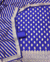 Indiehaat | Banarasi Lichi Silk Blue Suit Brocade Weaving