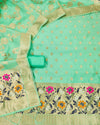 Indiehaat | Banarasi Lichi Silk Brocade Green Suit