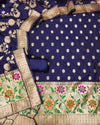 Indiehaat | Banarasi Lichi Silk Brocade Blue Suit