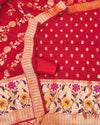 Indiehaat | Banarasi Lichi Silk Brocade Red Suit