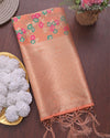 Indiehaat | Banarasi Lichi Silk Brocade Dupatta Peach