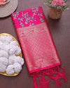 Indiehaat | Banarasi Lichi Silk Brocade Dupatta Pink