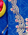 Indiehaat | Kota Doria Gota Patti, Bandhej Suit Blue