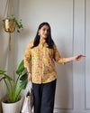 Indiehaat | Pure Cotton Peplum Top Yellow Blockprinted