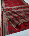 Indiehaat | Chanderi Silk Ajrakh Print Saree Red