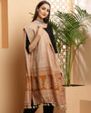 Indiehaat | Katan Silk Blockprint Dupatta Light Brown