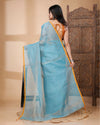 Tissue Silk Blue Saree Plain Running Blouse | Indiehaat