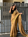 Alluring Pure Tissue Linen Gold Hue Handdyed Saree