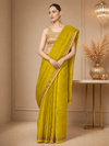 Kota Doria Pure Silk Green and Yellow Saree Hand Dyed with Blouse-Indiehaat