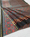 Indiehaat | Chanderi Silk Ajrakh Print Saree Multicolor