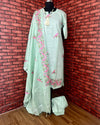 Indiehaat | Pure Linen Embroidered Green Stitched Suit