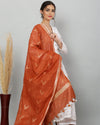 Indiehaat | Pure Cotton Brown Ikkat Dupatta