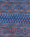 Indiehaat | Ajrakh Blockprint Modal Silk Lagdi Patta Blue Saree