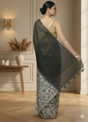 Half Dye Half Print Kota Silk Saree Black & White