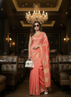 Silkmark Muga Tussar Silk Embroidered Peach Saree