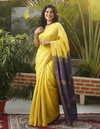 Silkmark Ghicha Tussar Inspiring Yellow & Blue Saree