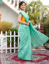 Silkmark Ghicha Tussar Magnificent Green Saree