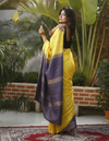 Silkmark Ghicha Tussar Inspiring Yellow & Blue Saree