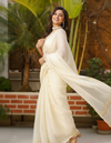 Pitta Handwork Pure Silk Kota Doria Saree White