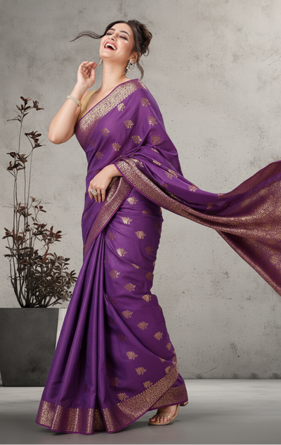 Ornate Banarasi Silk Jaquard Royal Purple Saree
