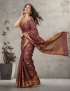 Exquisite Banarasi Silk Jaquard Soft Brown Saree