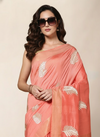 Silkmark Muga Tussar Silk Embroidered Peach Saree