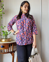 Indiehaat | Kanchi Cotton Peplum Tops Lavish Purple BlockPrinted