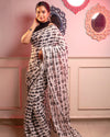 Indiehaat | Mul Cotton Printed Saree Black & White