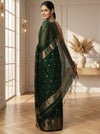 Modern Maheshwari Pure Silk Butta Body Green Saree