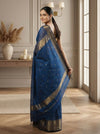 Melodic Maheshwari Pure Silk Butta Body Teal Blue Saree