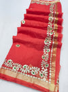 Gilded Grace Kota Cotton Gota Patti Maroon Saree