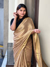 Alluring Pure Tissue Linen Gold Hue Handdyed Saree