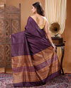 Silkmark Certified Pure Eri Silk Purple Saree with Running Blouse-Indiehaat