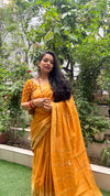 Dreamy Silkmark Certified Chanderi Silk Mustard Saree