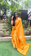 Dreamy Silkmark Certified Chanderi Silk Mustard Saree