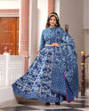 Indiehaat | Festive Fusion Lehanga Choli Set Bold Indigo BlockPrinted