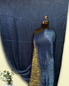 Indiehaat | Modal Silk Plain Blue Saree | Joyful