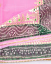 Peony Pink Kota Doria Gota Patti Saree With Bandhej Border | Indiehaat