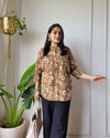 Indiehaat | Pure Cotton Peplum Top Brown Blockprinted