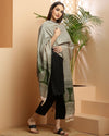 Indiehaat | Katan Silk Blockprint Dupatta Green