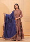 Indiehaat | Blockprinted Brown & Blue Lehanga Choli Set