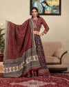 Indiehaat | BlockPrinted Maroon & Blue Lehanga Choli Set