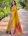 Indiehaat | Paithani Silk Zari Woven Contrast Yellow Saree