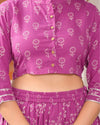 Indiehaat | Festive Fusion Lehanga Choli Set Dark Pink BlockPrinted