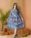 Indiehaat | Blockprinted Cotton Long Dress Blue